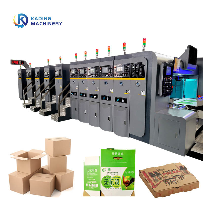 Μηχανή εκτύπωσης χαρτονιού 150pcs/min ταχύτητα με περιστροφική μονάδα κοπής πετσέτας για την κατασκευή κουτιών πίτσα